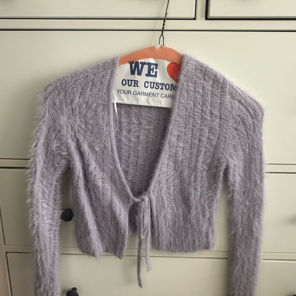 garage fuzzy lavender sweater